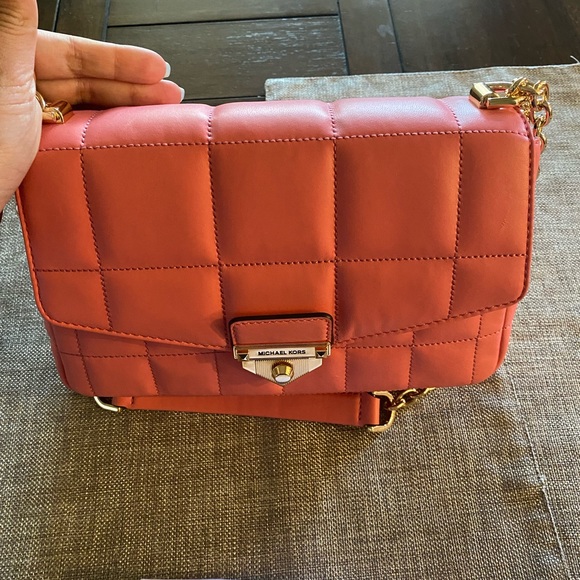 Michael Kors Soho Large Leather Chain Shoulder Bag Tea Rose NWT - Picture 2 of 9